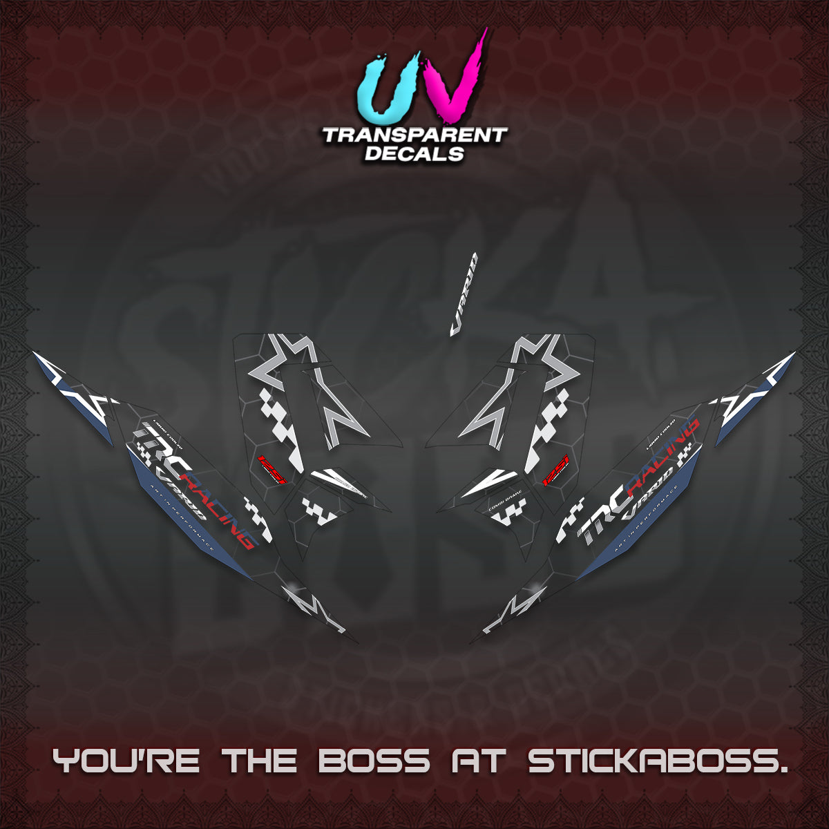 CLICK V4 UV TRANSPARENT DECALS (2026 TRC RACING DESIGN)STICKER KITS By STICKABOSS
