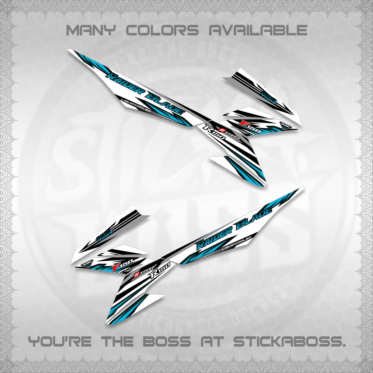 RAIDER BLADE 150 FOR WHITE DECAL(2026 NEW SHARP)STICKER DECALS By STICKABOSS