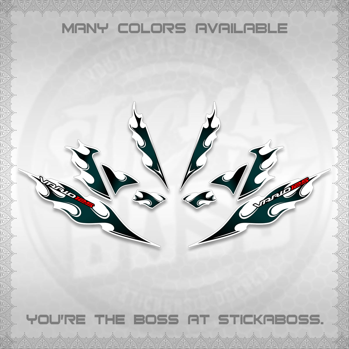 CLICK 125 V4 FOR WHITE VARIO DECALS (2026 MOTIF FLAME 1 TONE)STICKER DECALS By STICKABOSS