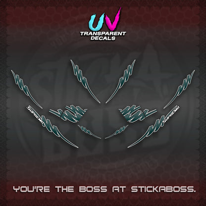 AEROX V2 UV TRANPARENT STRIPING DECALS (1 TONE PUTRA VIRDIAN)STICKER DECALS By STICKABOSS