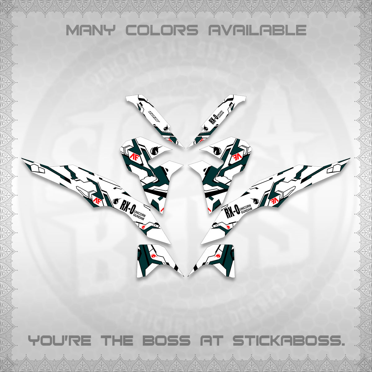 CLICK V3 VARIO FOR WHITE DECALS (UNICORN GUNDAM DESIGN) STICKER DECALS By STICKABOSS