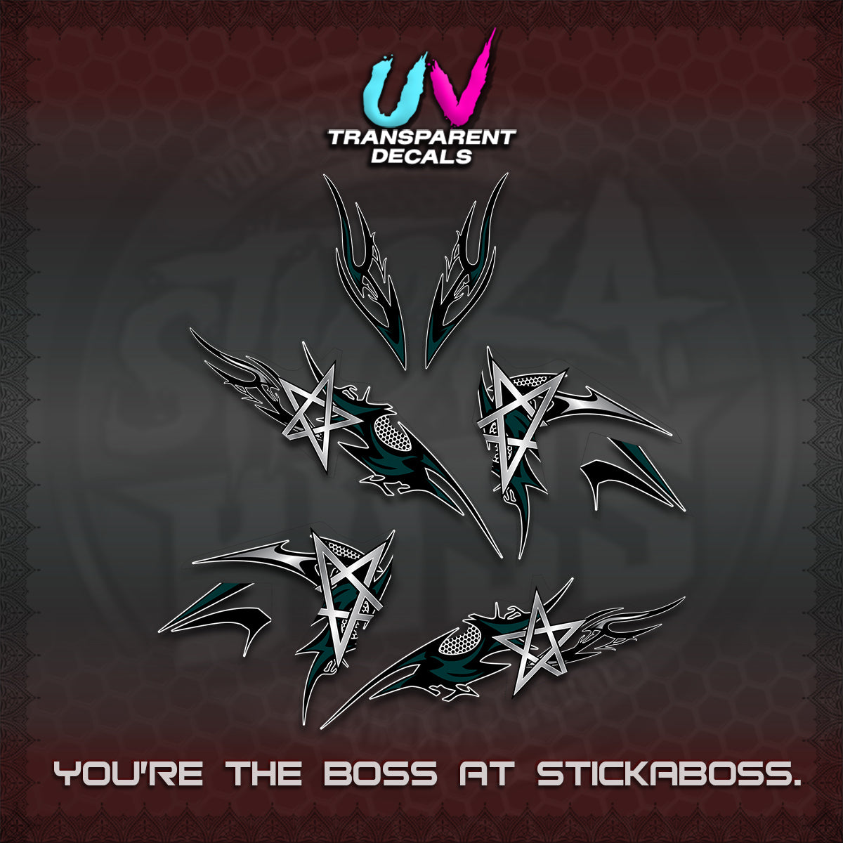 CLICK 125 V3 UV TRANSPARENT DECALS (2026 TRIVALY STAR DESIGN)STICKER DECALS By STICKABOSS