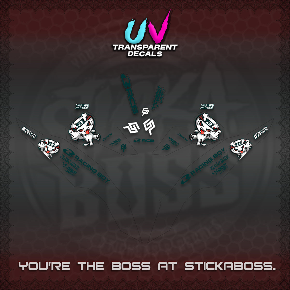 CLICK V3 UV TRANSPARENT DECALS (2026 RACE ZOMBIE DESIGN)STICKER DECALS By STICKABOSS