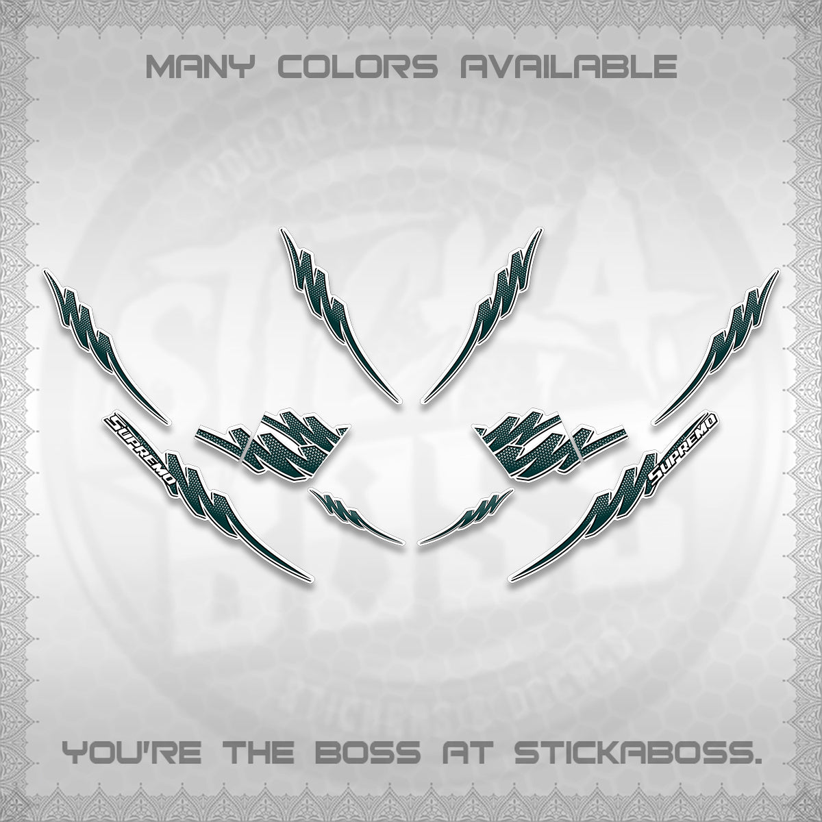 AEROX V2 FOR WHITE STRIPING DECALS (1 TONE PUTRA VIRDIAN)STICKER DECALS BY STICKABOSS