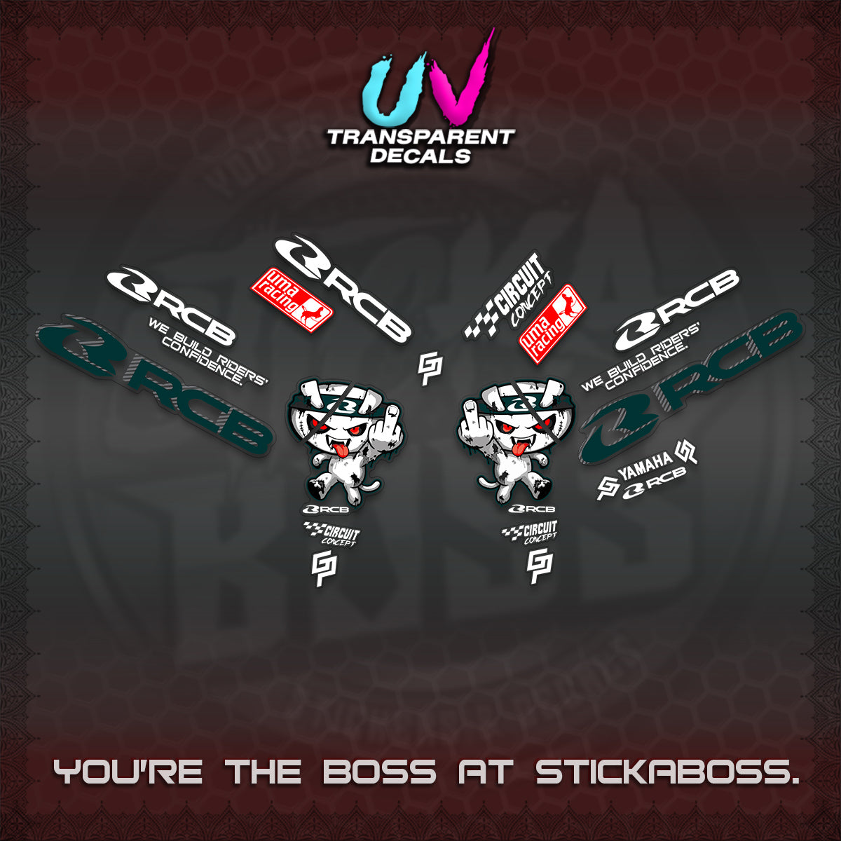 AEROX V2 UV TRANSPARENT DECALS (2026 RACE ZOMBIE DESIGN)STICKER DECALS By STICKABOSS