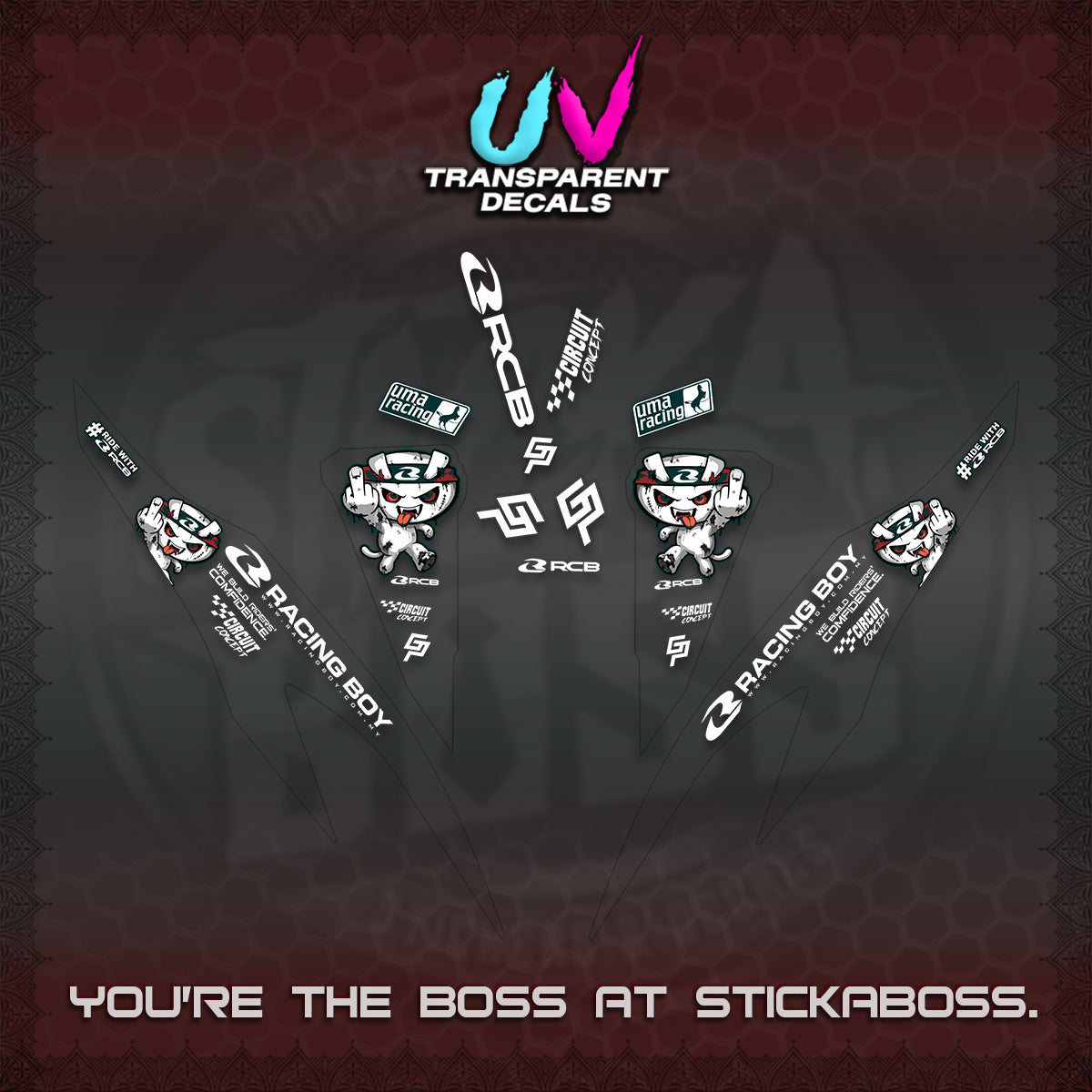 CLICK V2 UV TRANSPARENT DECALS (2026 RACE ZOMBIE DESIGN)STICKER DECALS By STICKABOSS