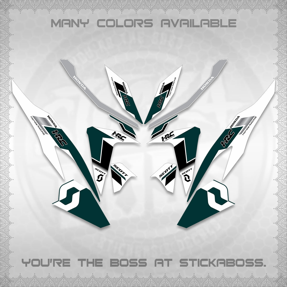CLICK V2 FOR WHITE DECALS (SCOTTxHRC DESIGN) STICKER KITS By STICKABOSS