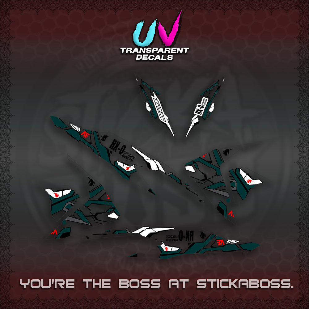 CLICK V2 UV TRANSPARENT VARIO DECALS (RX-O UNICORN GD)STICKER DECALS By STICKABOSS