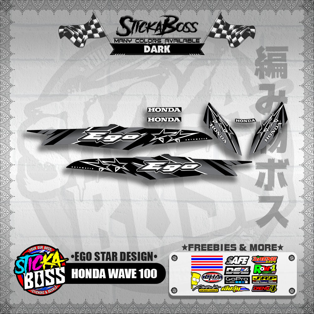 HONDA WAVE 100 DECALS ( EGO STAR DESIGN )【WITH FREEBIES】