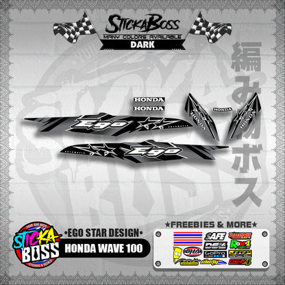 HONDA WAVE 100 DECALS ( EGO STAR DESIGN )【WITH FREEBIES】
