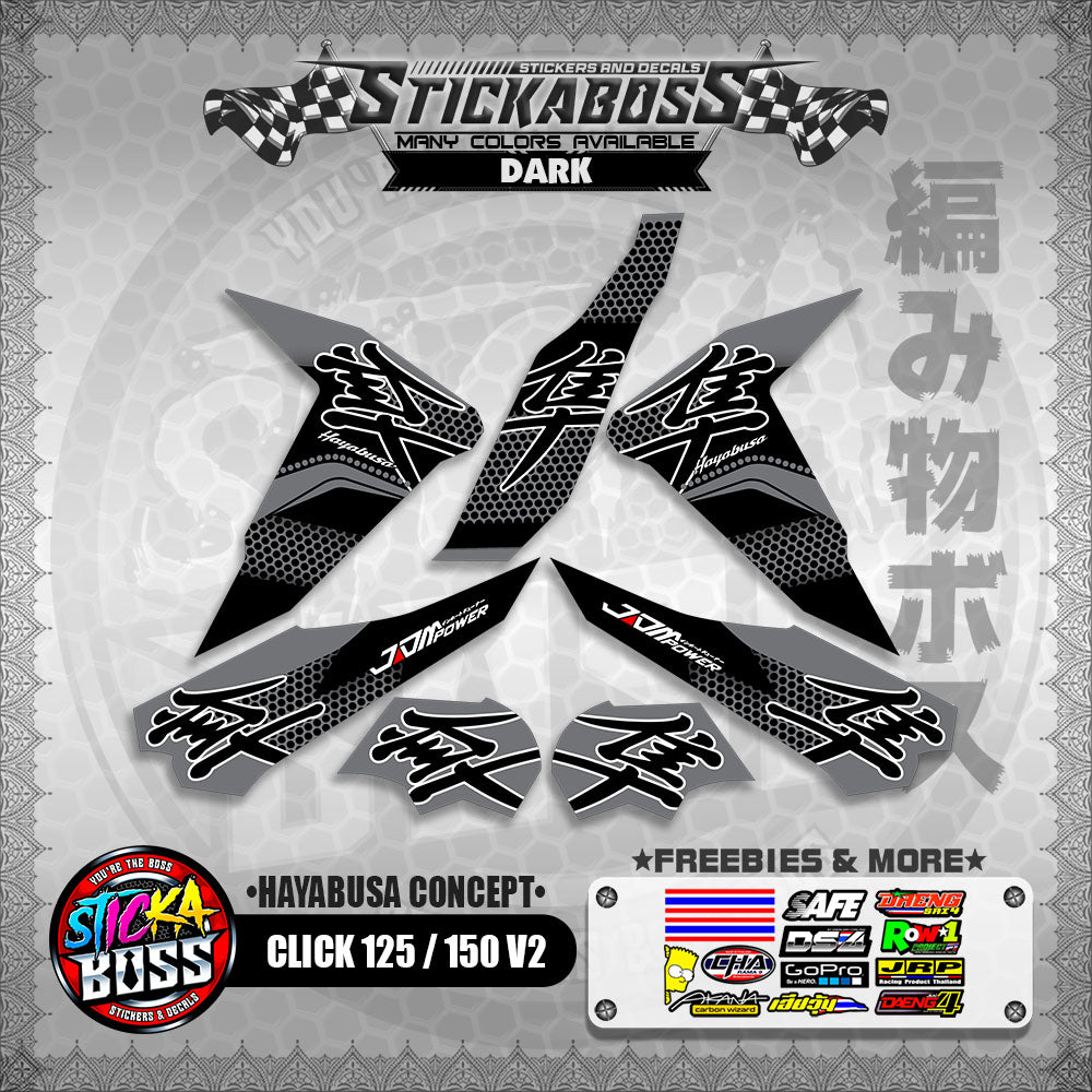 CLICK 125 / 150 V2 STICKER DECALS ( HAYABUSA CONCEPT )【WITH FREEBIES】