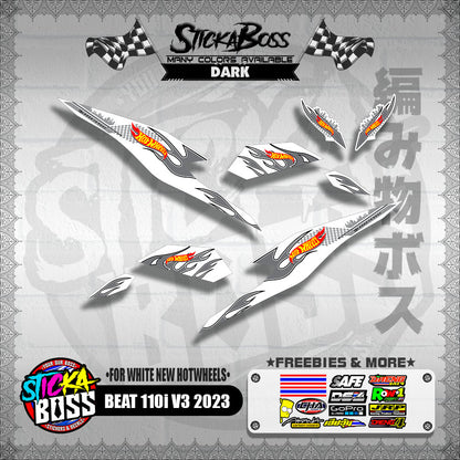 BEAT 110i V3 2023 DECALS ( FOR WHITE NEW HOTWHEELS )【WITH FREEBIES】