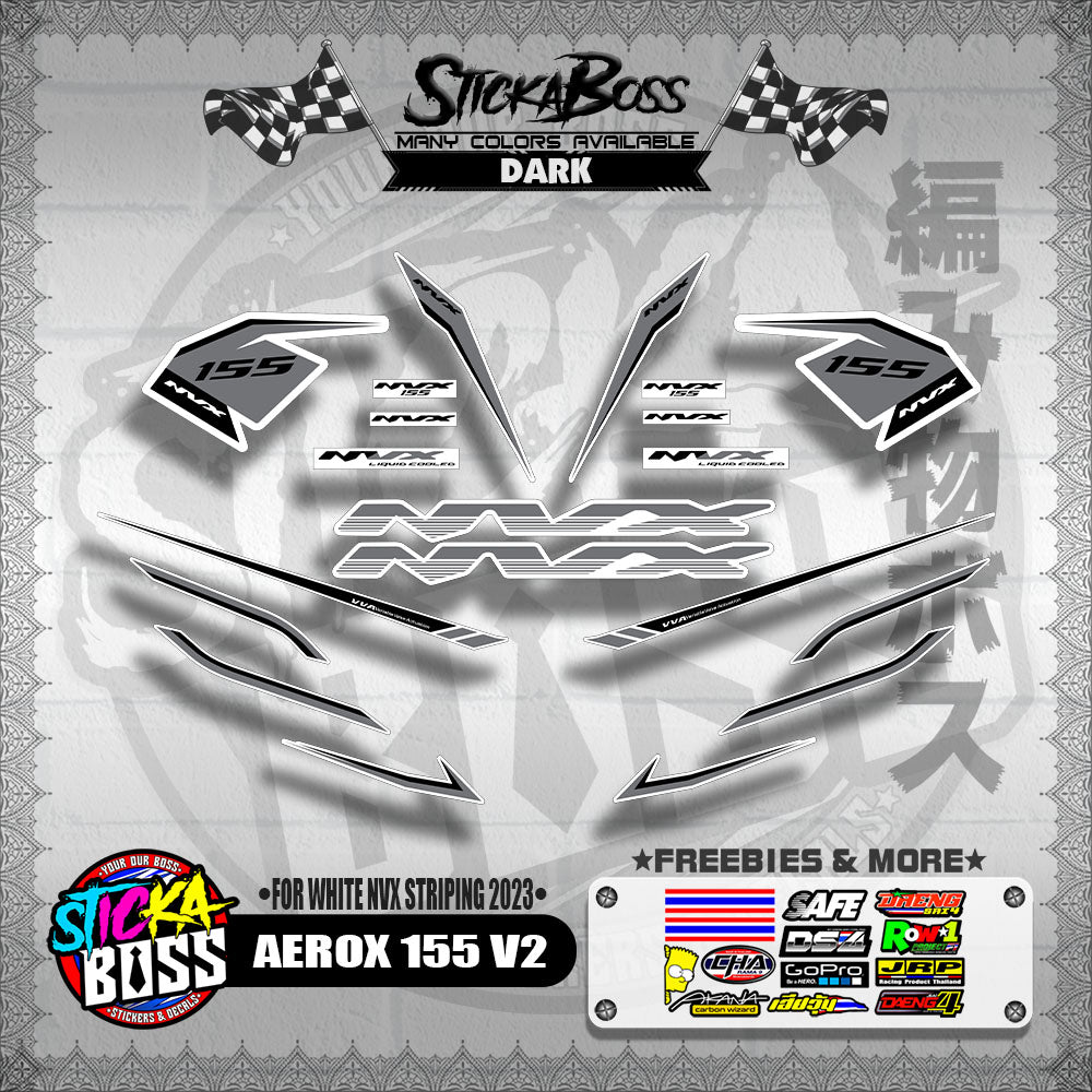AEROX 155 V2 DECALS ( FOR WHITE NVX STRIPING 2023 )【WITH FREEBIES】