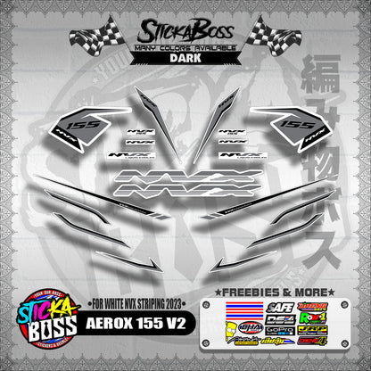 AEROX 155 V2 DECALS ( FOR WHITE NVX STRIPING 2023 )【WITH FREEBIES】