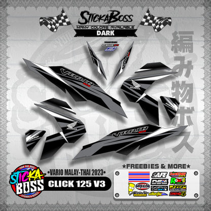 CLICK 125 V3 DECALS ( VARIO MALAY-THAI 2023 )【WITH FREEBIES】