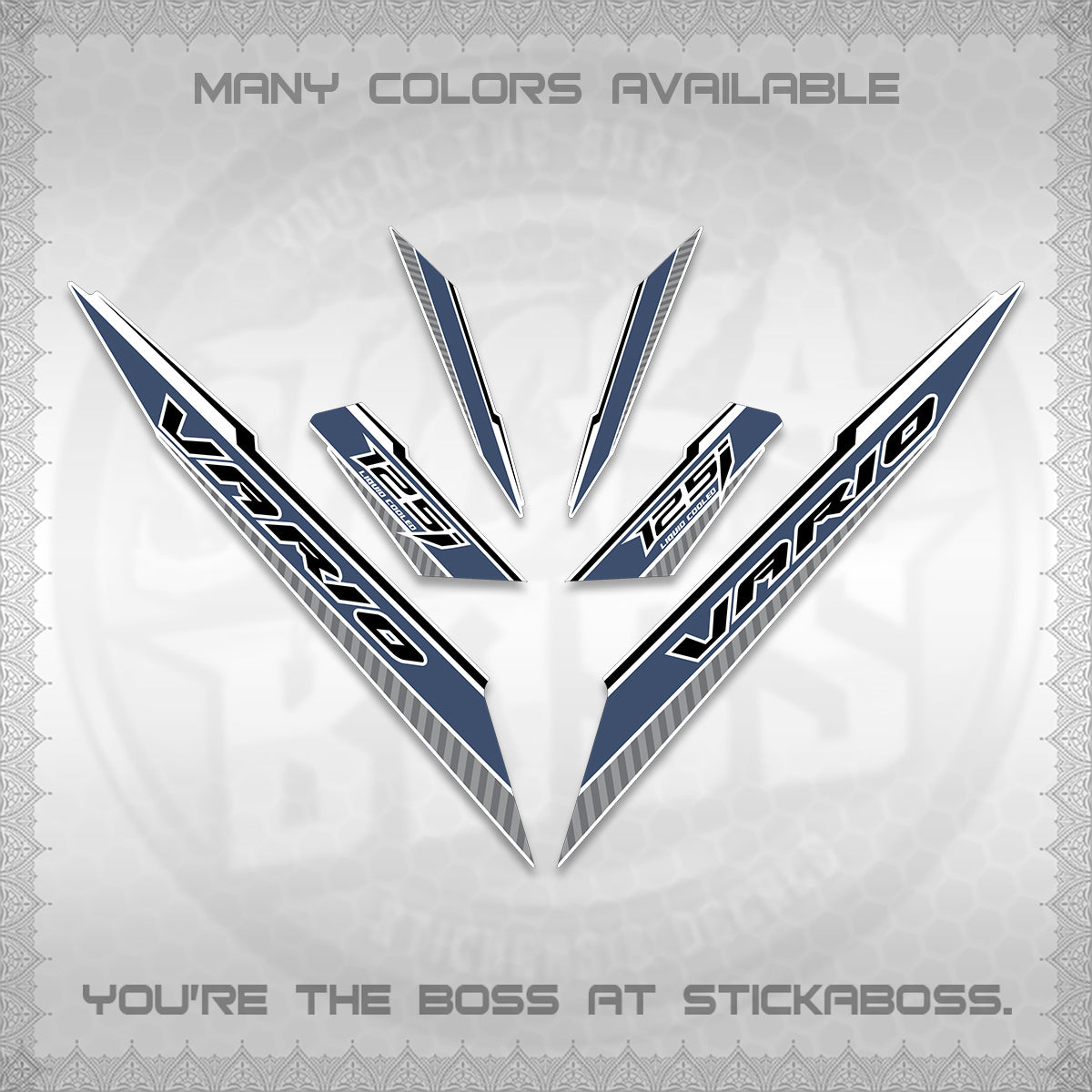 CLICK 125 V3 VARIO FOR WHITE DECALS (2024 SV 12-A1 STYLE) STICKER DECALS By STICKABOSS