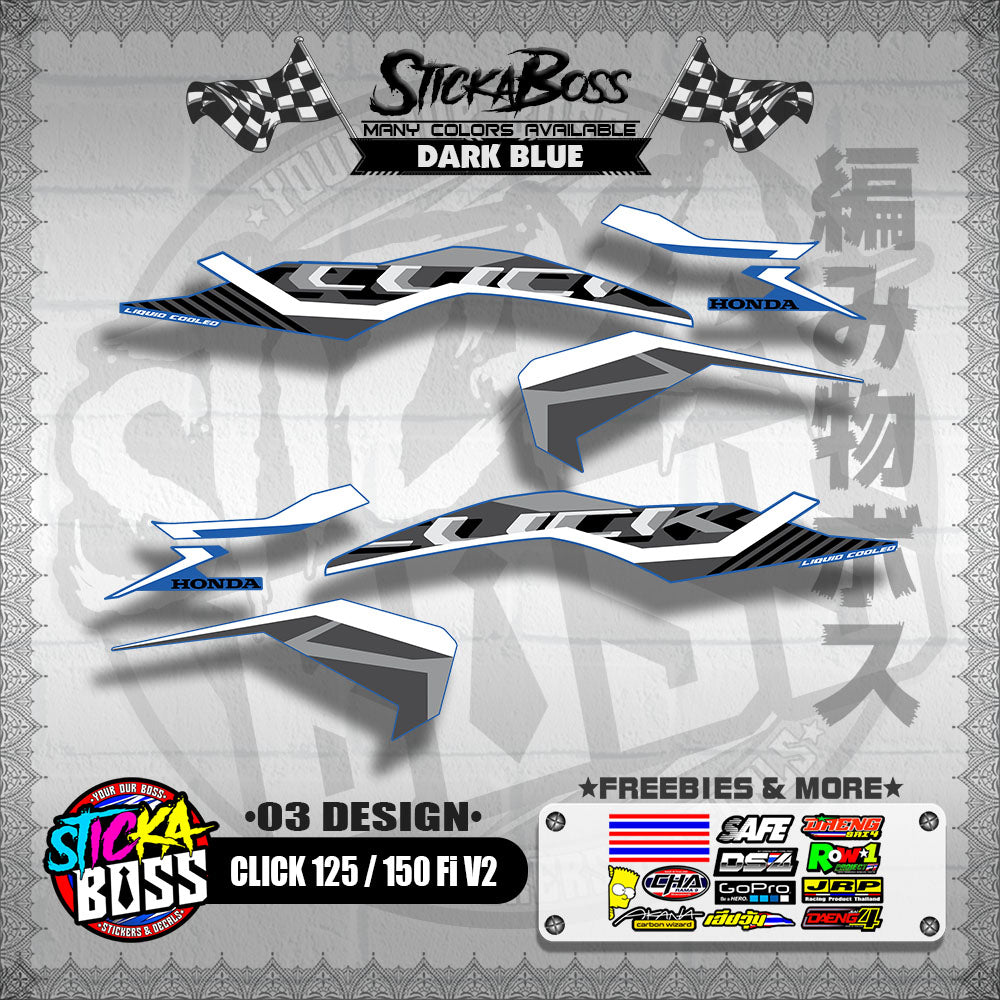 CLICK 125 / 150 Fi V2 DECALS ( 03 DESIGN )【WITH FREEBIES】