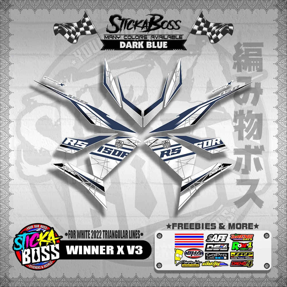 WINNER X V3 DECALS ( FOR WHITE 2022 TRIANGULAR LINES )【WITH FREEBIES】