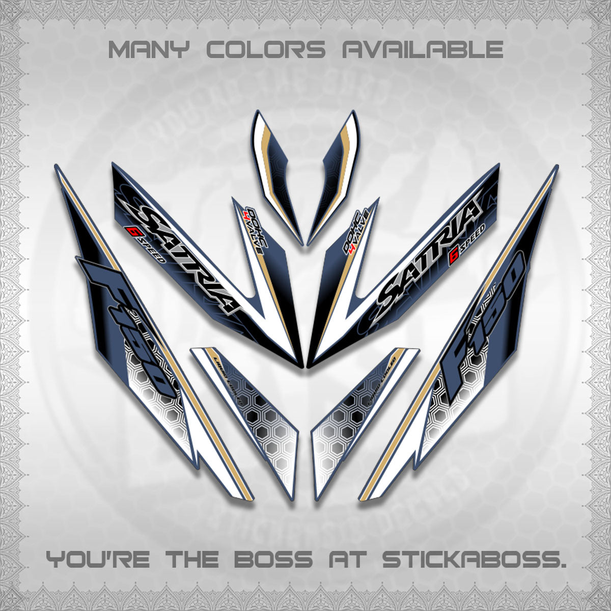RAIDER 150 Fi SATRIA DECALS (NEW DESIGN 11 11)STICKER DECALS By STICKABOSS