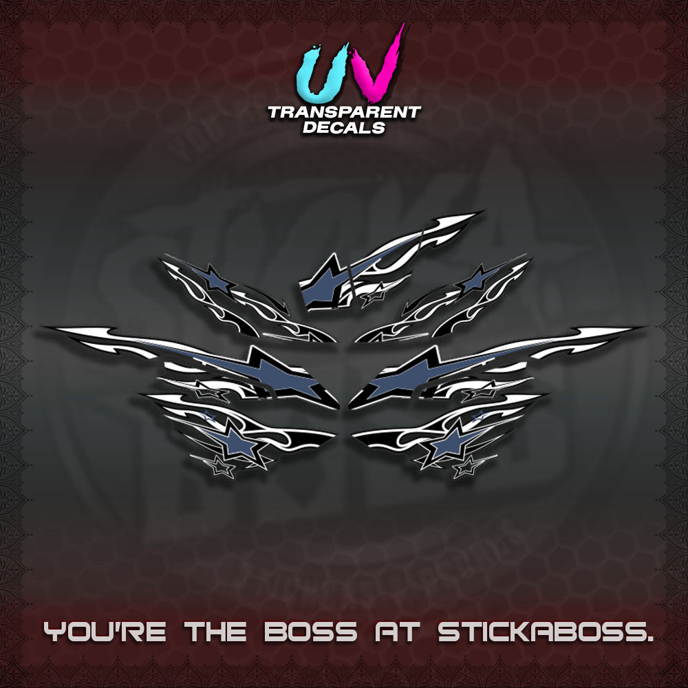 AEROX  V3 INDO UV TRANSPARENT DECALS(0005 RISING STAR)STICKER DECALS By STICKABOSS