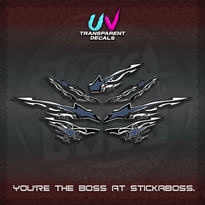 AEROX  V3 INDO UV TRANSPARENT DECALS(0005 RISING STAR)STICKER DECALS By STICKABOSS