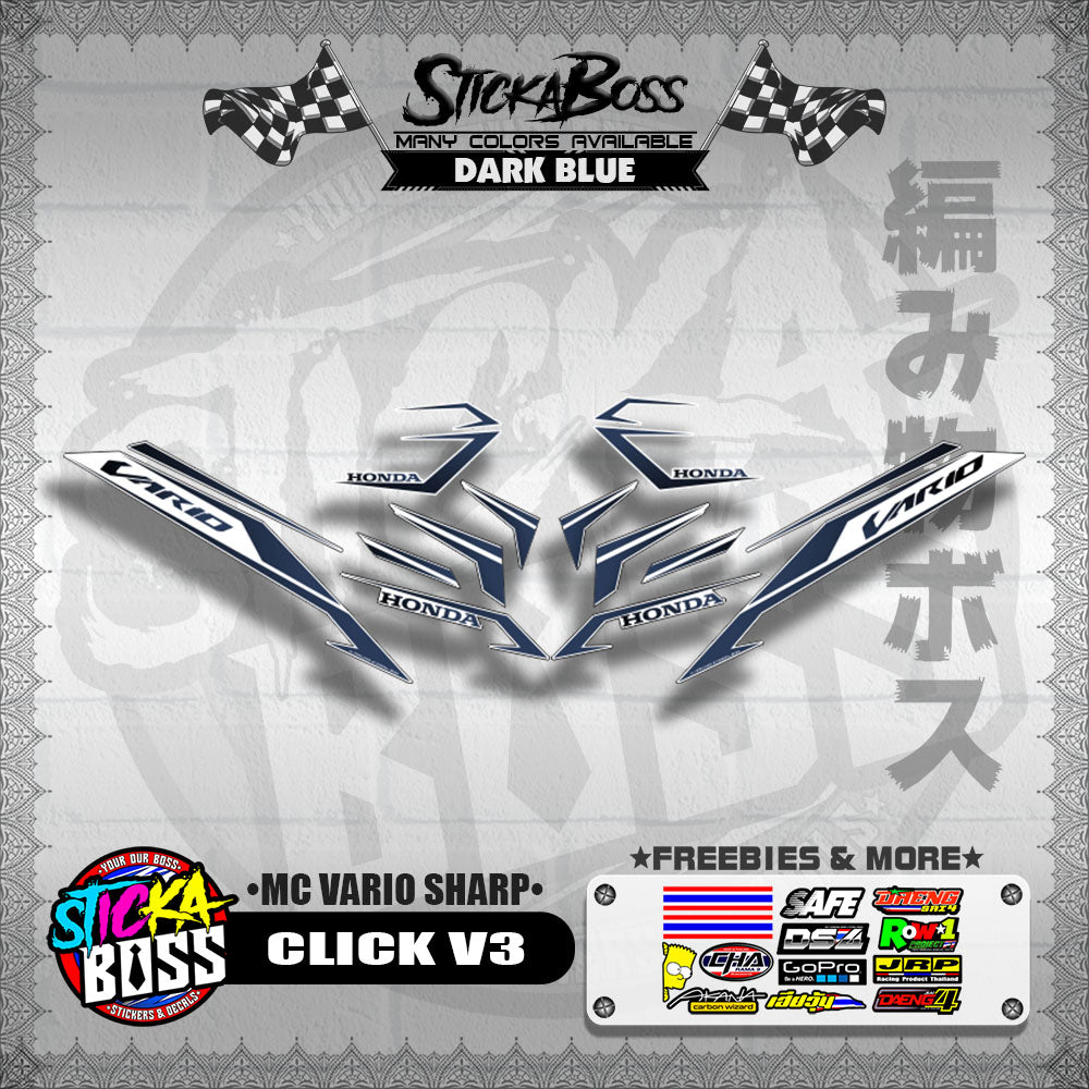 CLICK V3 DECALS ( MC VARIO SHARP ) [ PREMIUM GLOSSY LAMINATED ]【WITH FREEBIES】