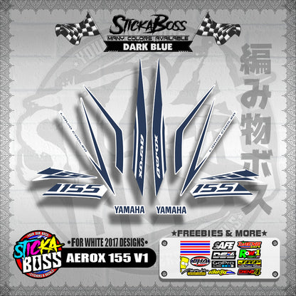 AEROX 155 V1 STOCK DECALS ( FOR WHITE 2017 DESIGNS ) 【WITH FREEBIES】