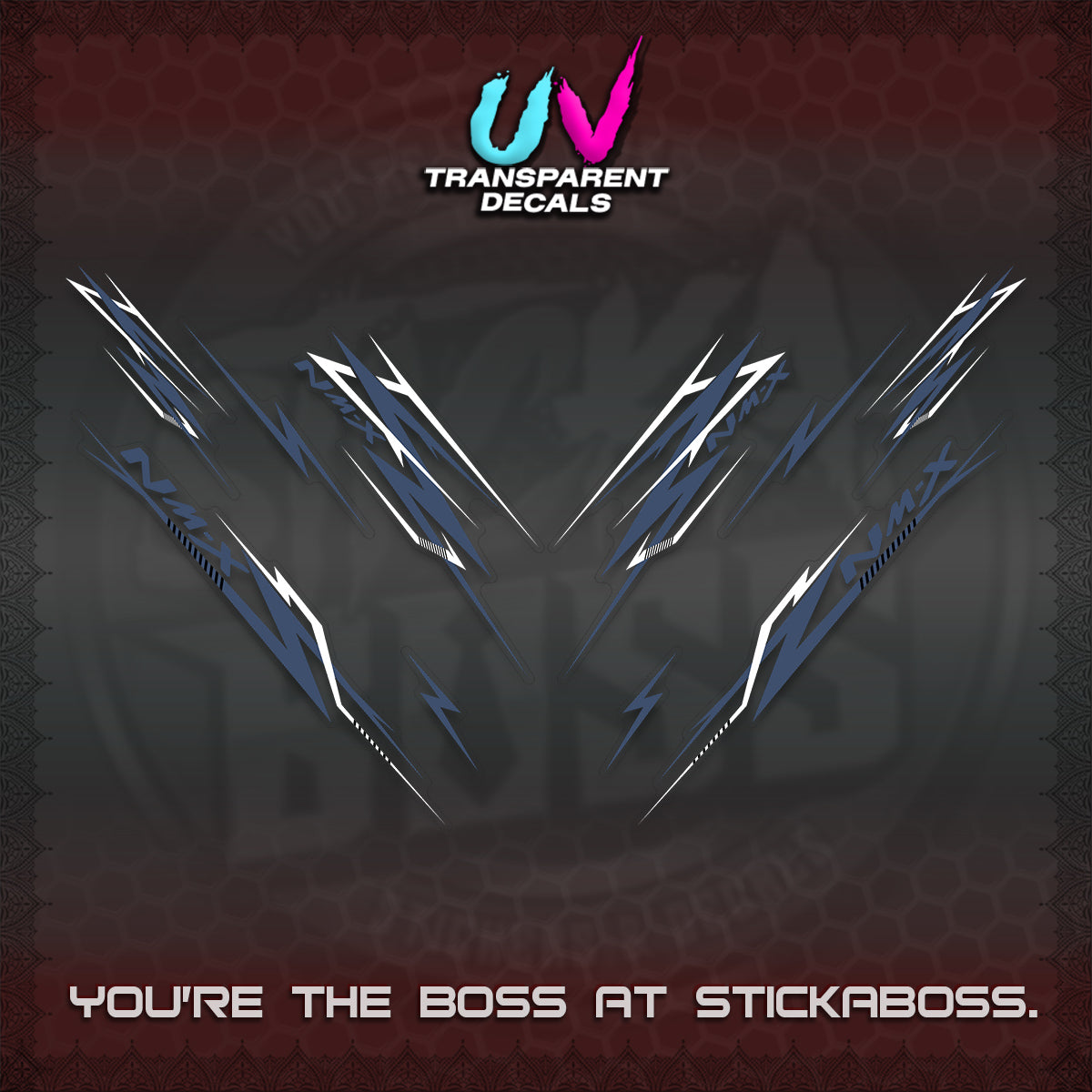 NMAX V2 UV TRANSPARENT DECALS (2024 NM A8 STYLE) STICKER DECALS By STICKABOSS