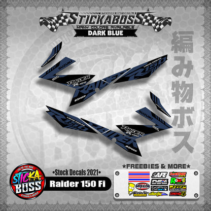 Suzuki Raider 150 Fi Stock Decals 2021 (DARK BLUE)【PREMIUM GLOSSY LAMINATED】
