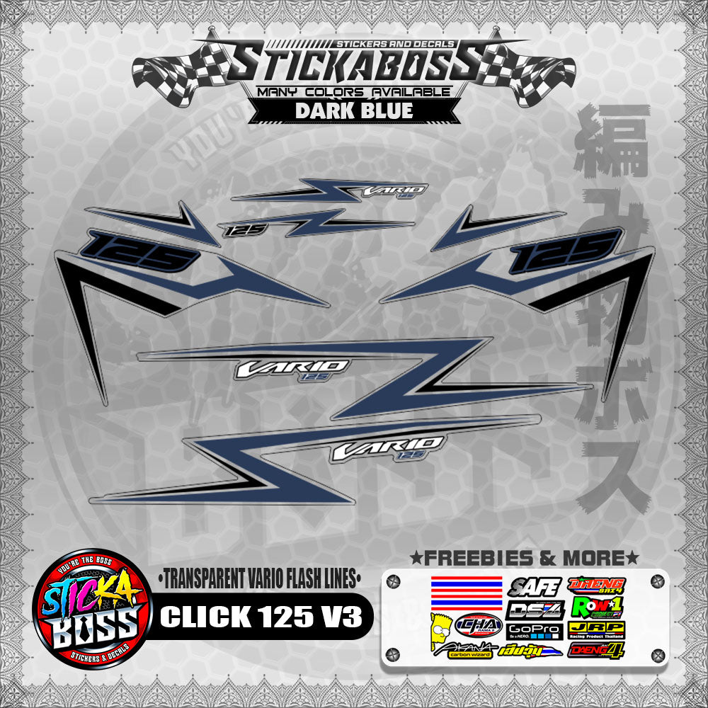 【PREMIUM UV PRINT】TRANSPARENT CLICK 125 V3 DECALS ( VARIO FLASH LINES )【WITH FREEBIES】