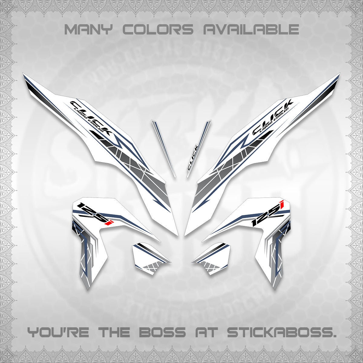 CLICK 125 V3 FOR WHITE DECALS (2023 SIMPLE STRIPE DESIGN) STICKER DECALS By STICKABOSS