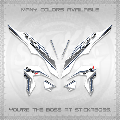 CLICK 125 V3 FOR WHITE DECALS (2023 SIMPLE STRIPE DESIGN) STICKER DECALS By STICKABOSS