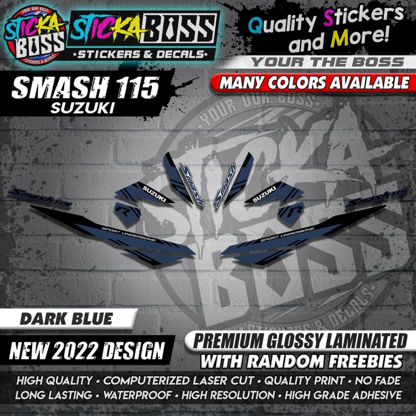 Suzuki Smash 115 Stock Decals (NEW 2022 DESIGN)【WITH FREEBIES】