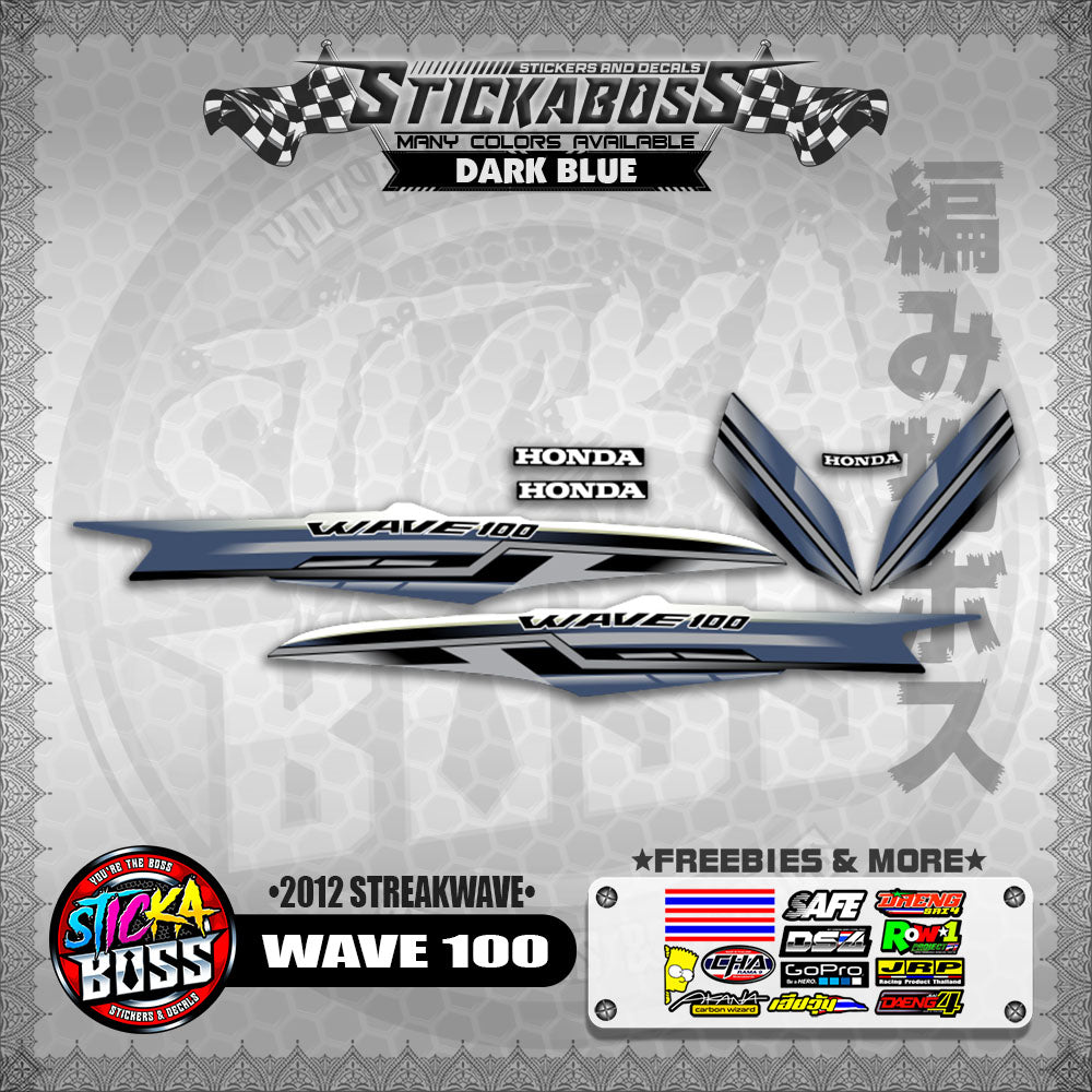 WAVE 100  STICKER DECALS ( 2012 STREAKWAVE ) 【WITH FREEBIES】