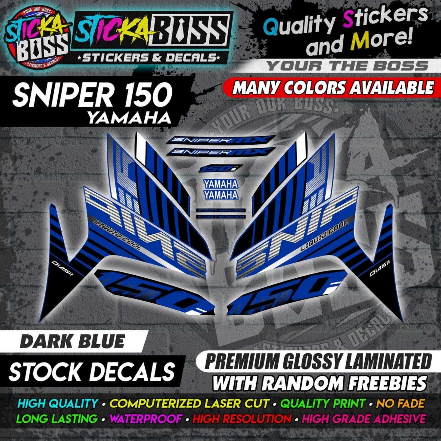 YAMAHA SNIPER 150 Stock Decals [ASSORTED COLORS] Sticker【PREMIUM GLOSSY LAMINATED】