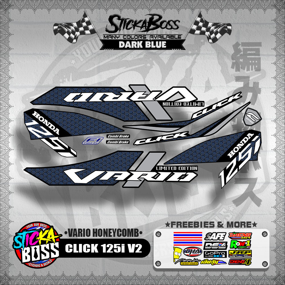 CLICK 125i V2 DECALS ( VARIO HONEYCOMB )【WITH FREEBIES】
