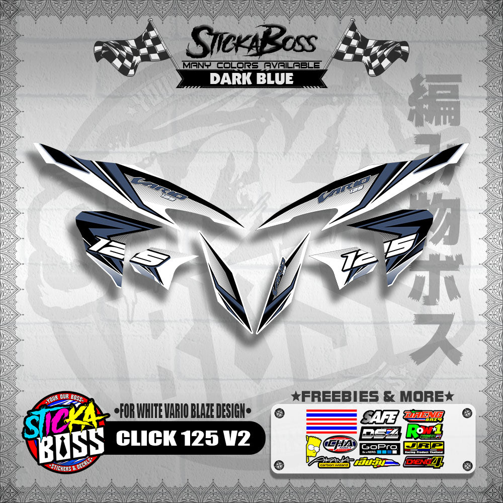 CLICK 125 V2 DECALS ( FOR WHITE VARIO BLAZE DESIGN )【WITH FREEBIES】