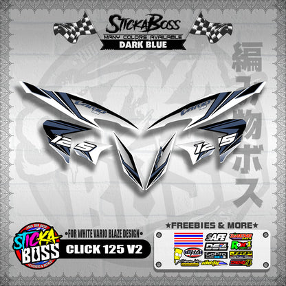 CLICK 125 V2 DECALS ( FOR WHITE VARIO BLAZE DESIGN )【WITH FREEBIES】