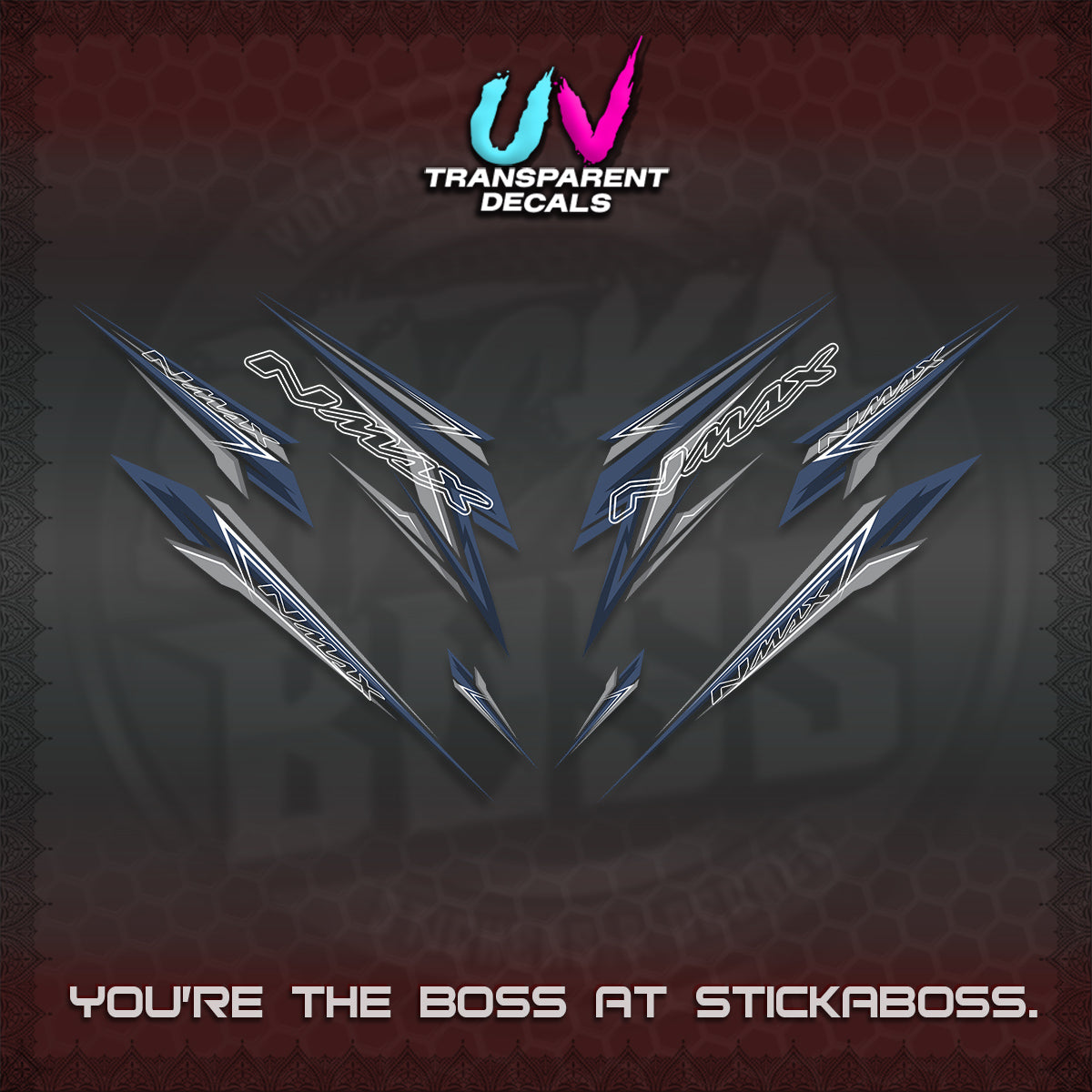 NMAX V2 UV TRANSPARENT DECALS (2024 NM 00-A1 STYLE) STICKER DECALS By STICKABOSS