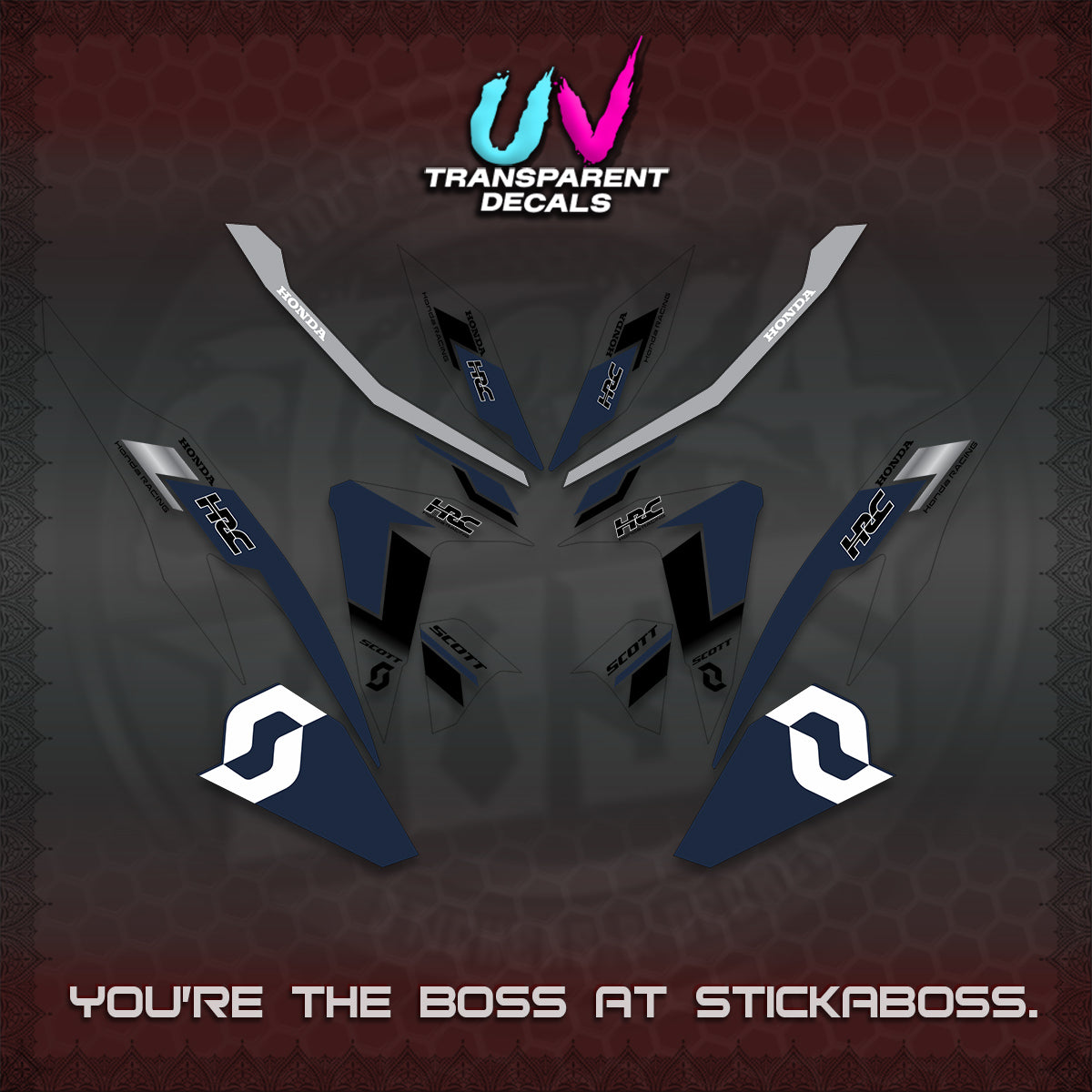 CLICK V2 UV TRANSPARENT DECALS (SCOTTxHRC DESIGN)STICKER KITS By STICKABOSS