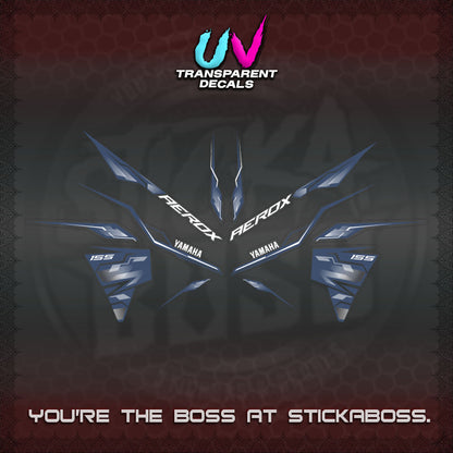 【PREMIUM UV PRINT】TRANSPARENT AEROX  V3 INDO DECALS(ALPHA TURBO 0001)STICKER DECALS By STICKABOSS