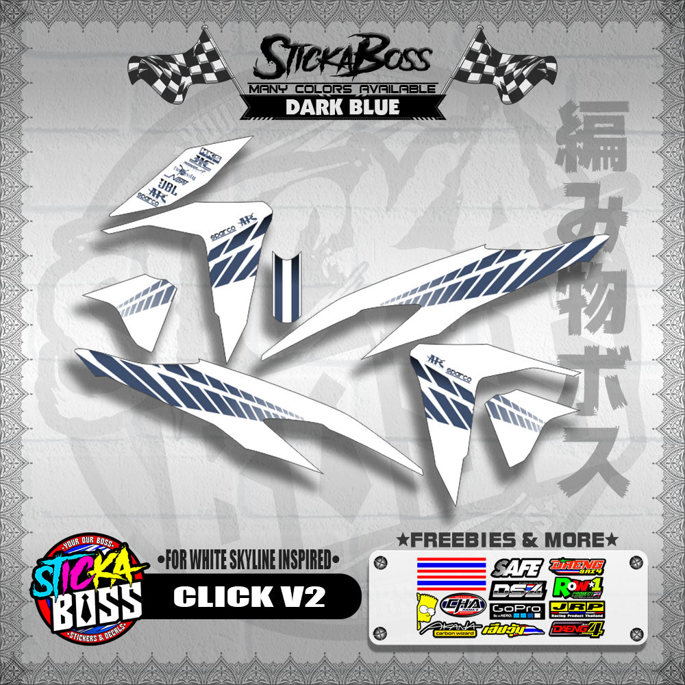 CLICK V2 DECALS ( FOR WHITE SKYLINE INSPIRED )【WITH FREEBIES】