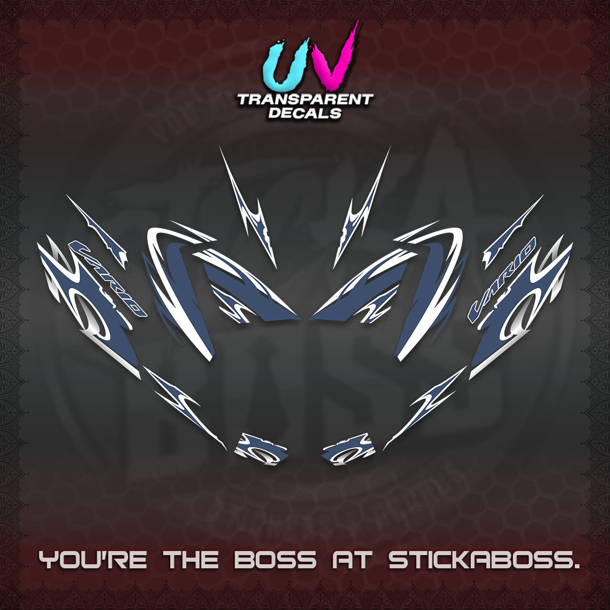 CLICK 125 V4 VARIO STRIPING UV TRANSPARENT DECALS (2026 NEW LED DESIGN) STICKER DECALS By STICKABOSS