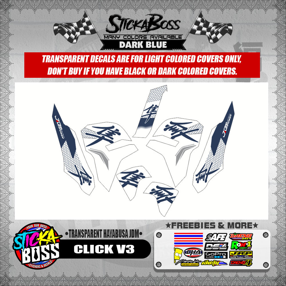 CLICK V3 DECALS ( TRANSPARENT HAYABUSA JDM )【WITH FREEBIES】