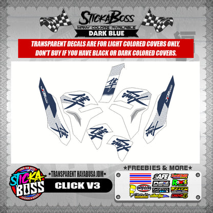 CLICK V3 DECALS ( TRANSPARENT HAYABUSA JDM )【WITH FREEBIES】