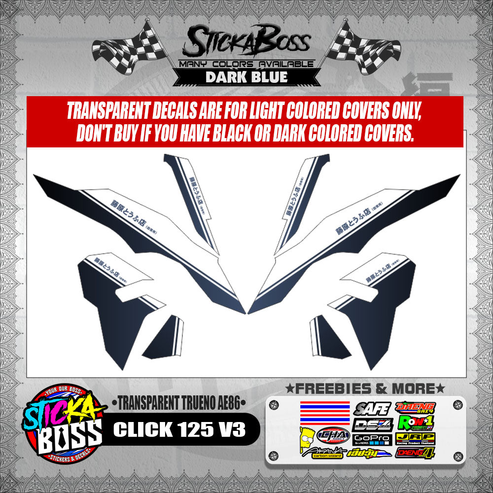 CLICK 125 V3 DECALS ( TRANSPARENT TRUENO AE86 )【WITH FREEBIES】