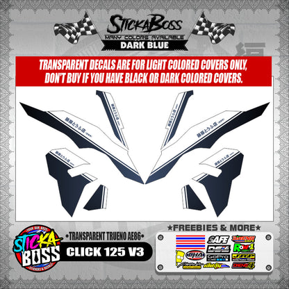 CLICK 125 V3 DECALS ( TRANSPARENT TRUENO AE86 )【WITH FREEBIES】