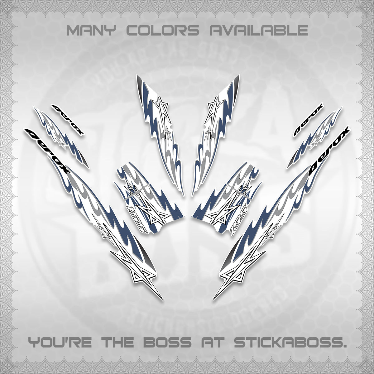 AEROX V2 INDO FOR WHITE DECALS (2026 STAR 0001 MOTIF) STICKER KITS By STICKABOSS