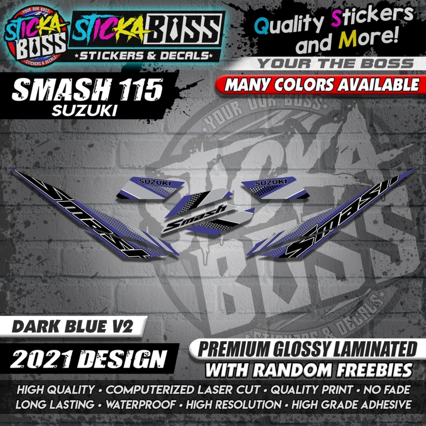 Suzuki Smash 115 Stock Decals ( 2021 DESIGN )【WITH FREEBIES】