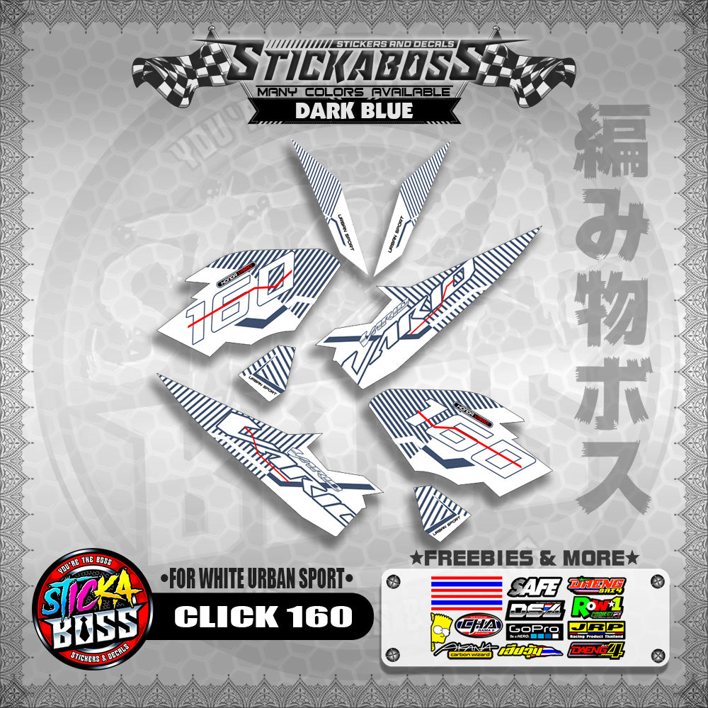 CLICK 160 STICKER DECALS ( FOR WHITE URBAN SPORT )【WITH FREEBIES】